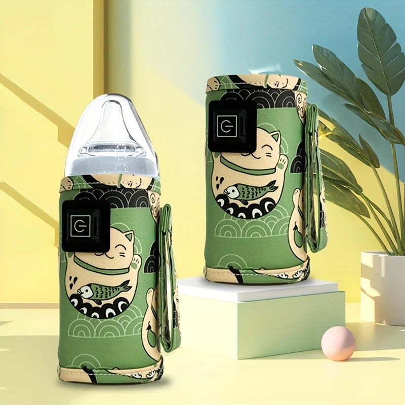 USB Charger Nursing Bottle Insulation Sleeve Warmer Bag for Travel On-the-Go Heating Water Milk Formula Keep Liquid Warm