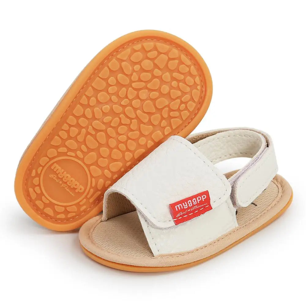 Classic Leather Baby Sandals Baby Boys Baby Girls Non-slip Solid Color Bow Baby Walking Soft Rubber Bottom Hundred Garden Shoes