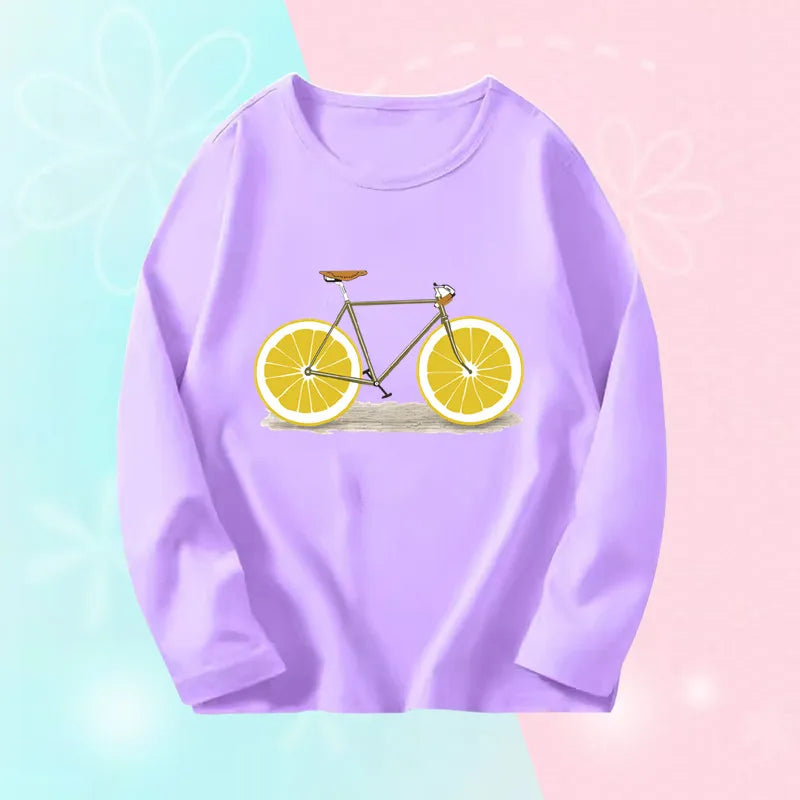 Toddlers Autumn T-shirts For Girl Long Sleeve Cute Tee Shirts Biggirl Casual T-shirts Little Girl Cotton Spring T-shirts