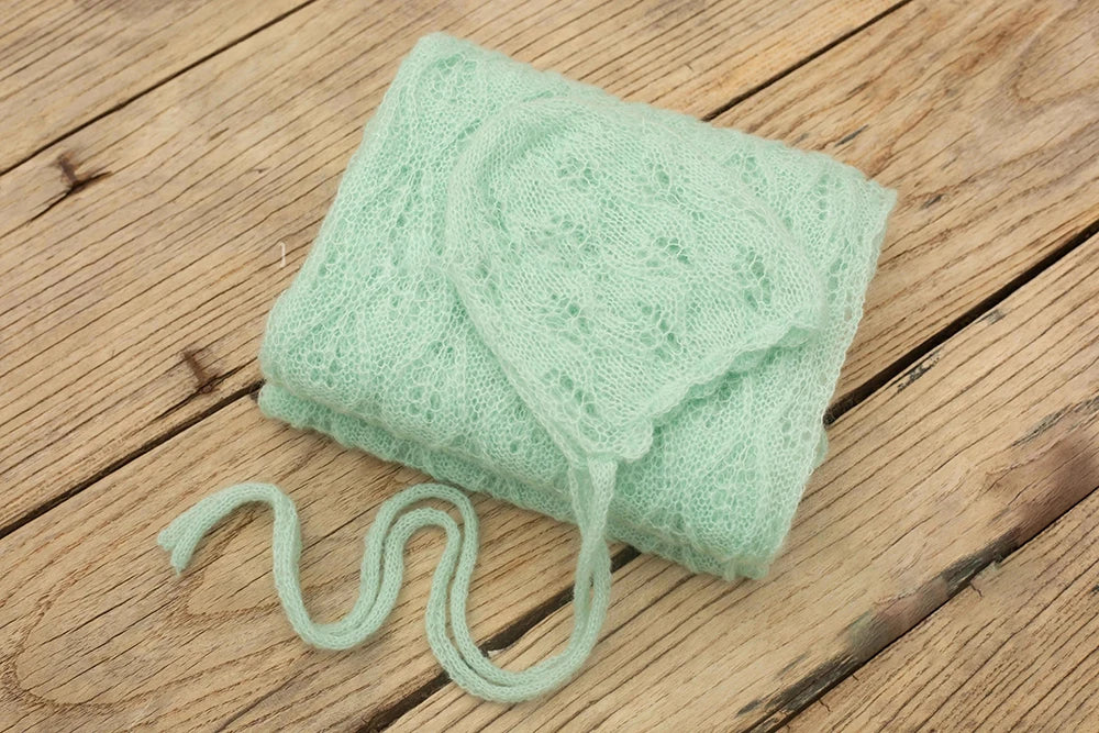 Newborn Photography Props Baby Posing Knitted Hollow Hat + Wrap 2pcs/Set Soft And Highly Elastic Stretchable Photo Accessories