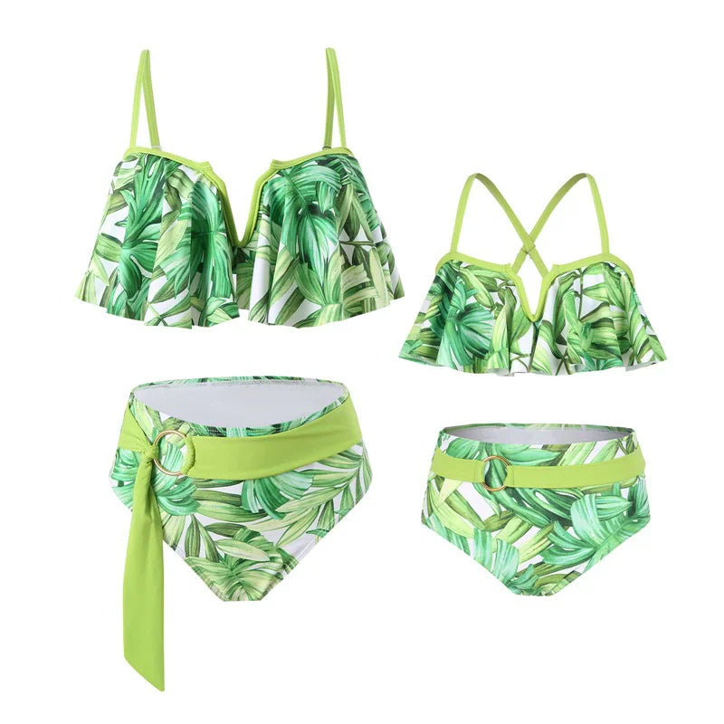 New Family Swimsuits Sets Mommy and Me Bikini Suits Father Son Swim Shorts Mother Daughter Matching Beach 2Pcs Bathing Outfits