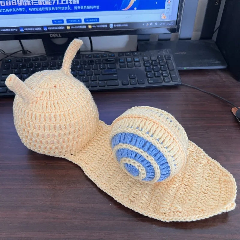 Newborn Photography Outfit Cute Baby Photo Prop Funny Knitted Snail Cocoon Swaddle Wrap