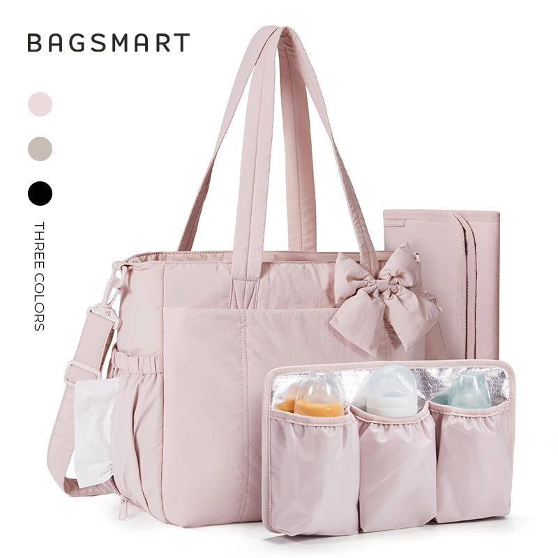 BAGSMART Mommy Diaper Bag Stroller Organizer Multifunctional Baby Diaper Handbag with Changing Large Capacity Maternity Totes