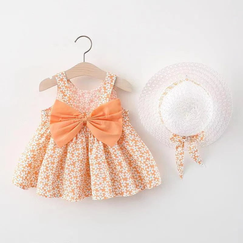 Baby Girl Clothing Set  Summer Newborn Dresses Toddler Clothes Korean Cute Bow Flowers Beach Infant Princess Dress