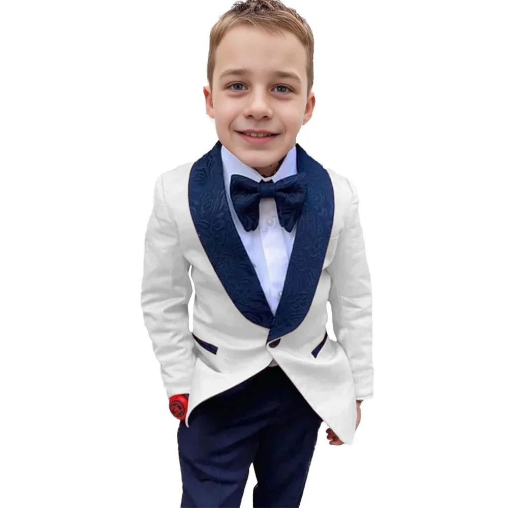 Children Formal Photography Suit Flower Boys Blazer Tuxedo Dress Teen Wedding Costume Kids Coat Pants 2Pcs Clothes