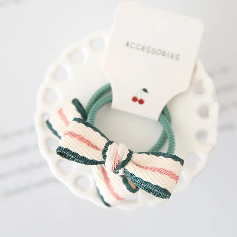 2Pcs Cute Princess Headwear Elastic Headband Children Ropes Baby Girls Bowknot Rubber Hair Band for Kids Headdress Accessories