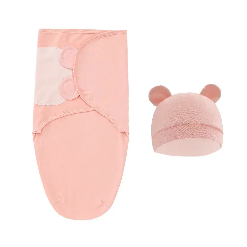 100% Organic Cotton Baby Swaddle Blanket Wrap Hat Set for Infant  Adjustable Newborn Swaddle Baby Swaddle for 0-3 Month
