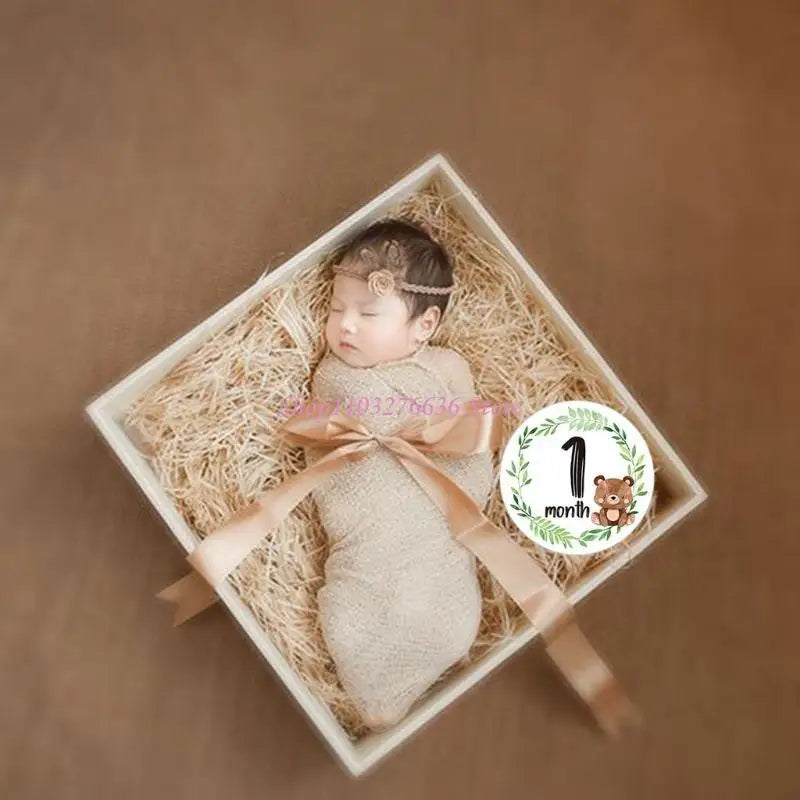 R6FD Baby Memorial Month Stickers Monthly Record Cartoon Animal Floral Print Stickers