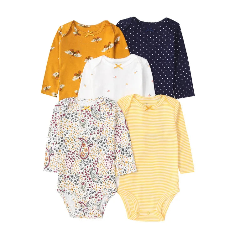 100% Cotton Soft Breathable Baby Bodysuits Long Sleeve Newborn Infant Boys Girls Onesies Rompers Bebe Clothes Baby Shower Gifts