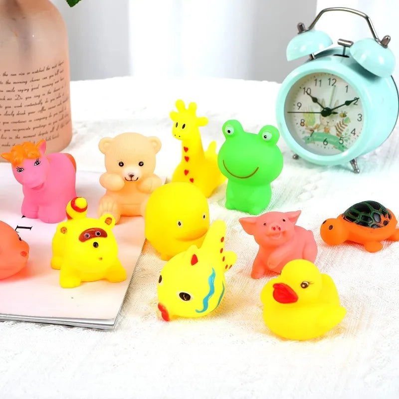 13pcs Baby Kids Bathing Toys Cute Animals Swimming Water Toys Soft Rubber Float Squeeze Sound Kids Wash Play Funny Toys Gifts