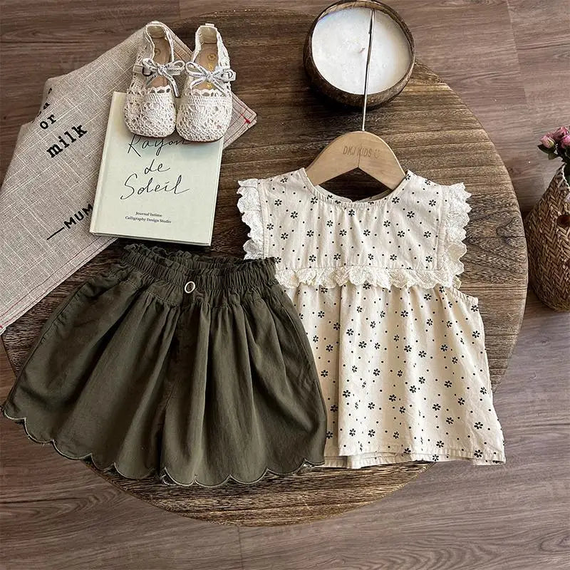 Children's Clothing Sets Floral Print Sleeveless Top + Shorts 2pcs Sets Toddler Girl Clothes Kids Clothes for Girls