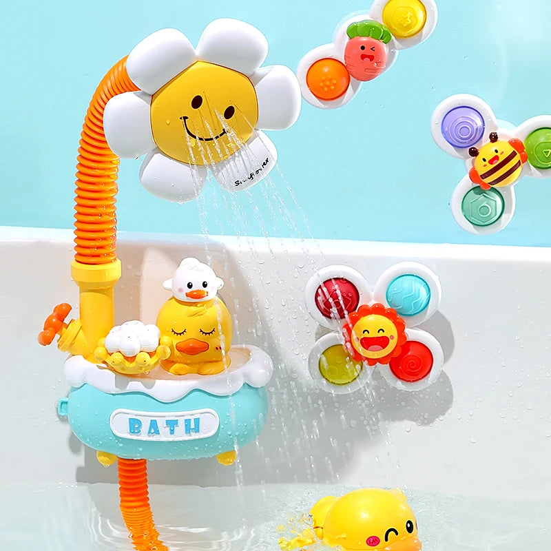 Baby Bath Toys Bath Shower for Toddler 4 in 1 Bathtub Toy with Sunflower Shower 3 Water Spray Sprinkler BathTub Toys for Baby
