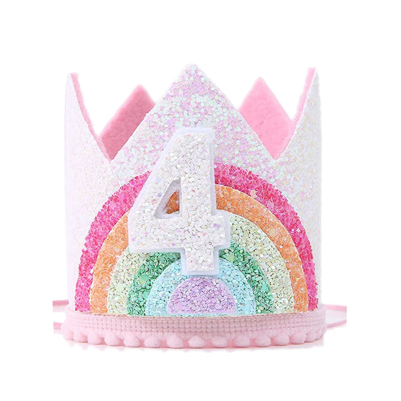 1st Birthday Party Decor Hat Kids 1 2 3 Year Happy Birthday Boy Girl First Birthday Party Baby Shower Decor Pink Kids Crown Hat
