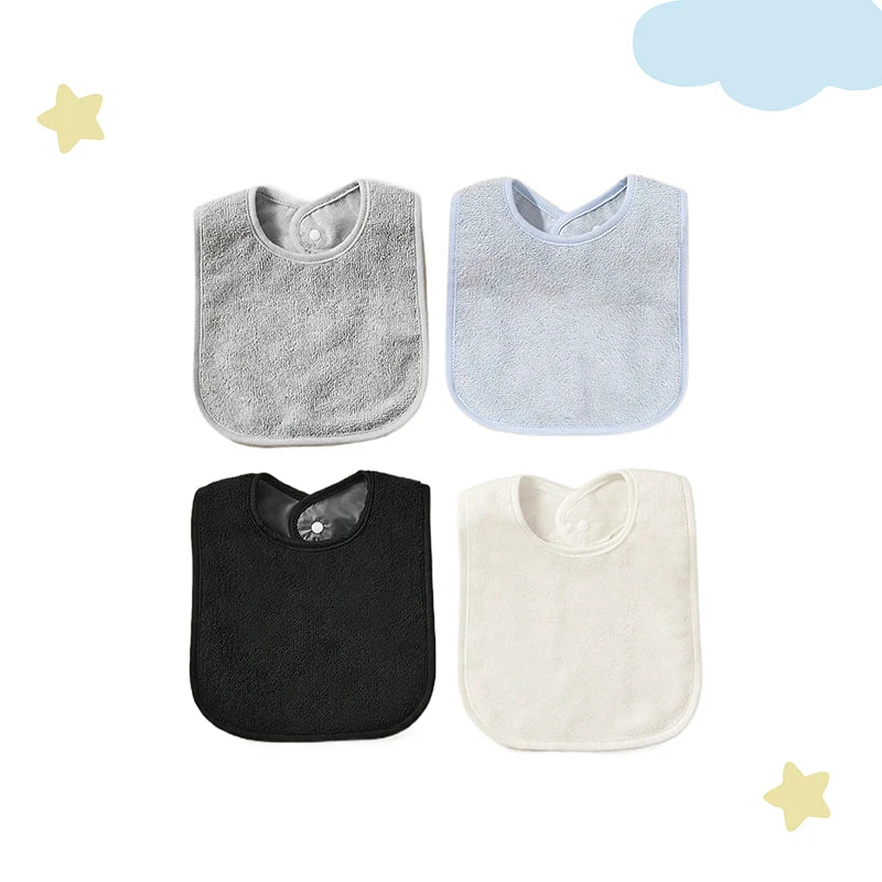 3Pcs/4Pcs Terry Cloth Waterproof Bibs for Babies Feeding Bibs Soild Color Waterproof Towel Kids Bandanas Burp Cloths