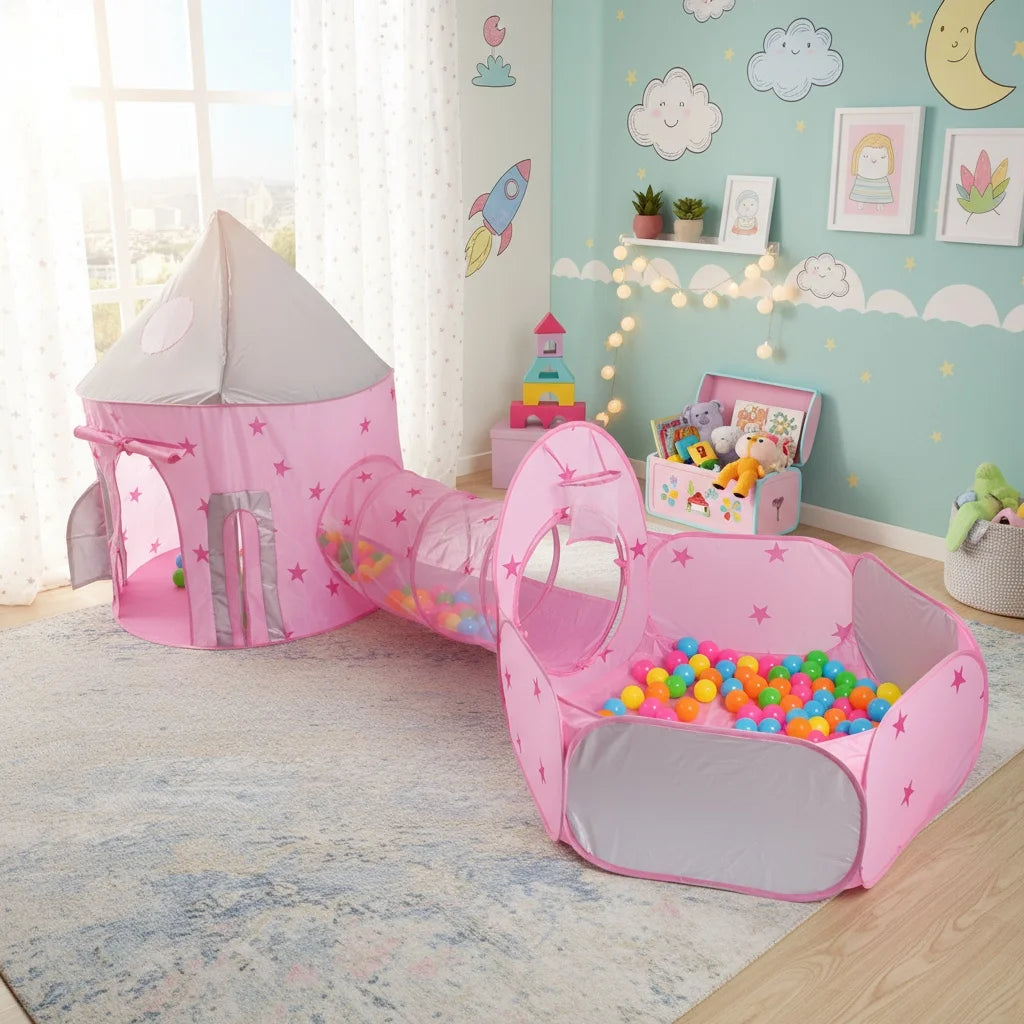 Children's Outdoor Entertainment Play Tent, Play Tunnel - Kids' Ball Pool - Yurt, Space Rocket Toy Playhouse, Princess Fairy Tale Playhouse, Children's Leisure Toy, Kids' Secret Space, Beach and Lawn Toys, Ideal Holiday Gift