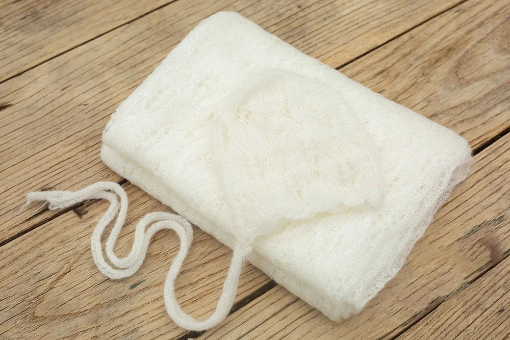 Newborn Photography Props Baby Posing Knitted Hollow Hat + Wrap 2pcs/Set Soft And Highly Elastic Stretchable Photo Accessories