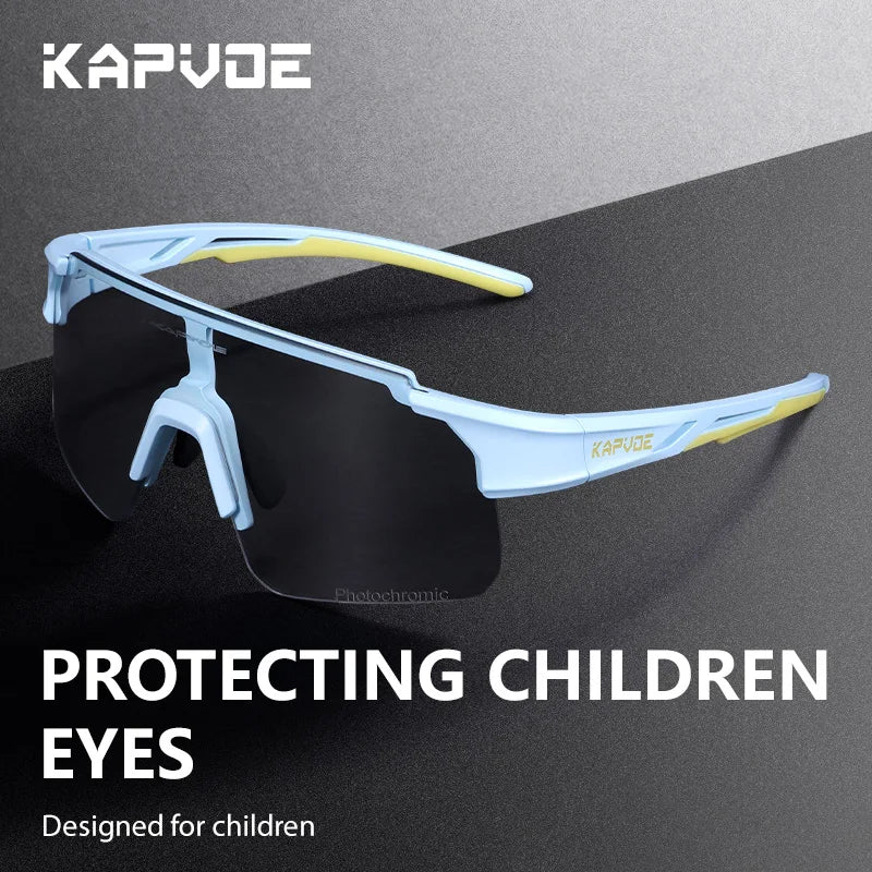 KAPOVE Photochromic Sunglasses Kids Outdoor Sport Glasses MTB Boys GirlRoad Bicycle Cycling Hiking Eyewear UV400 Camping Goggles