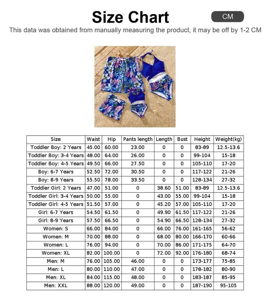 Family Matching Tropical Floral Print Swimwear Set: Dad Shorts, Mom One-Piece, Kid Swimsuit