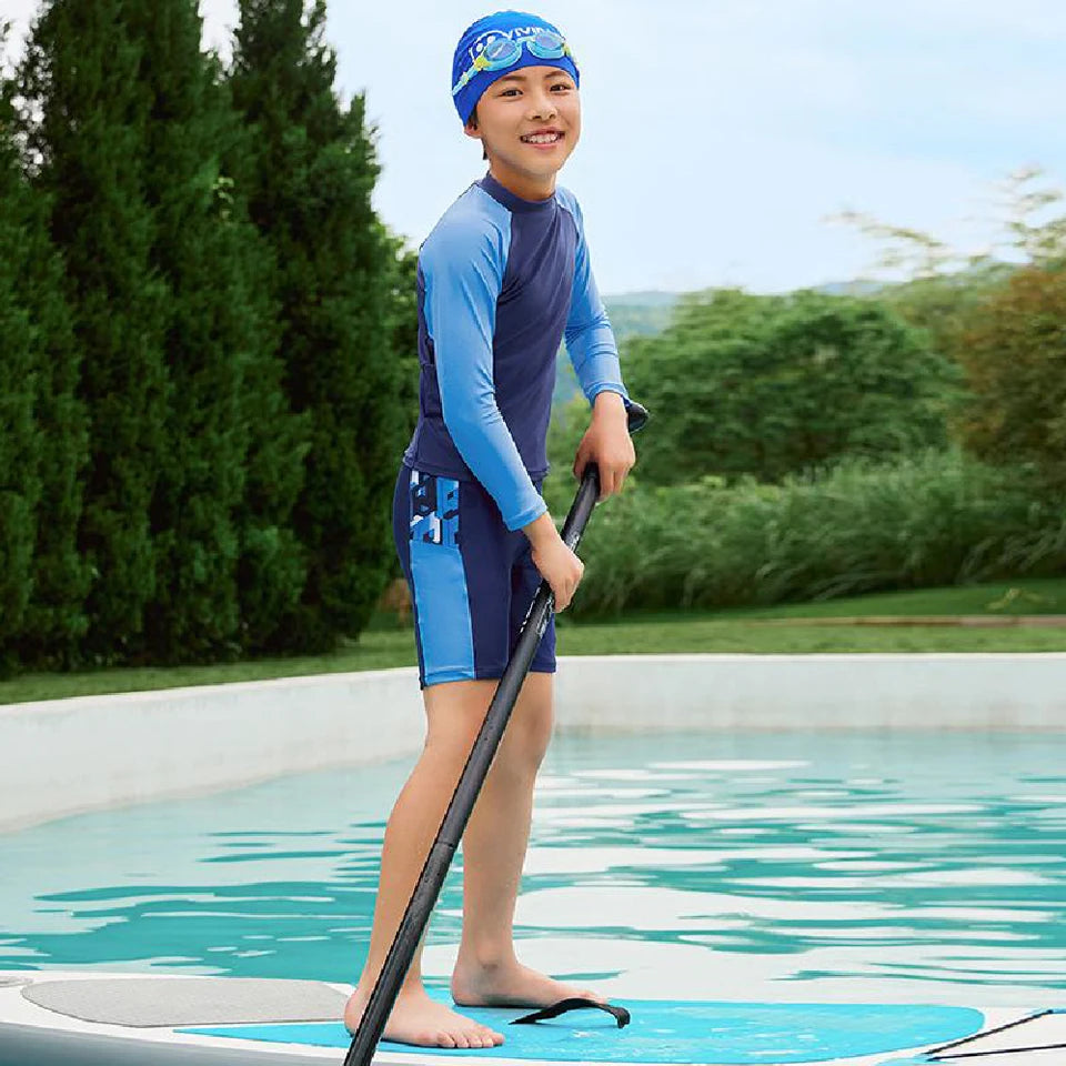Boys Two Piece Rash Guard Swimsuits Kids Long Sleeve Sunsuit Swimwear Sets Boys Swimsuits UPF50+UV Swimwear Kids 7-14 Years
