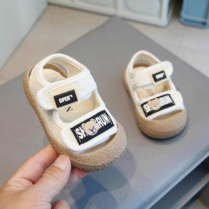 Baby Kids Walking Shoes Mesh Breathable Boys Girls Casual Shoes Non-slip Toes Capped 2025 Summer New Kids Sandals Soft Sole