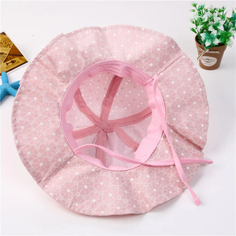 Summer Baby Sun Hat Floral Ruffle Toddler Girls Bucket Hat Solid Color Wide Brim Kids Travel Beach Fisherman Cap