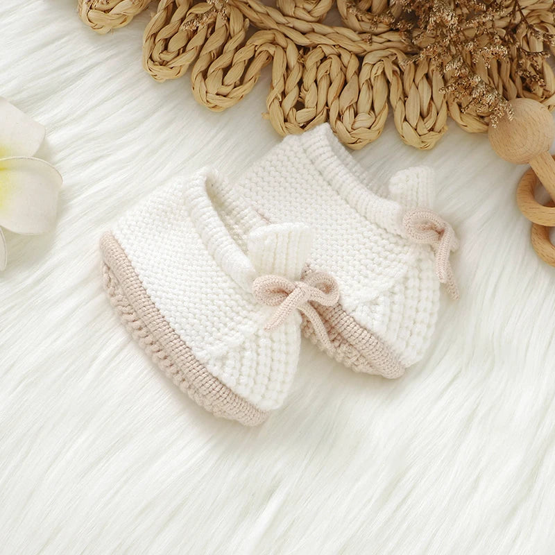 Baby First Walkers Soft Soled Newborn Boys Girls Crib Prewalkers Handmade Knitted Infant Toddler Anti-Slip Footwear Shoes 0-12m
