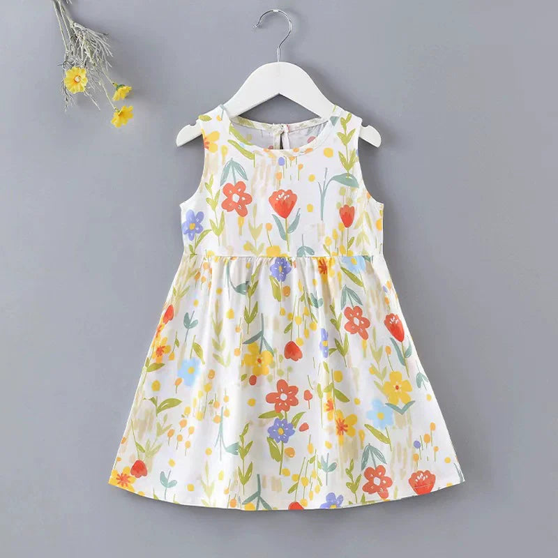 Baby Girls Summer Dress Sleeveless Cute Print Children's Dresses Cotton Toddler Kids Party Sundress Clothes Baby Clothing Skirts