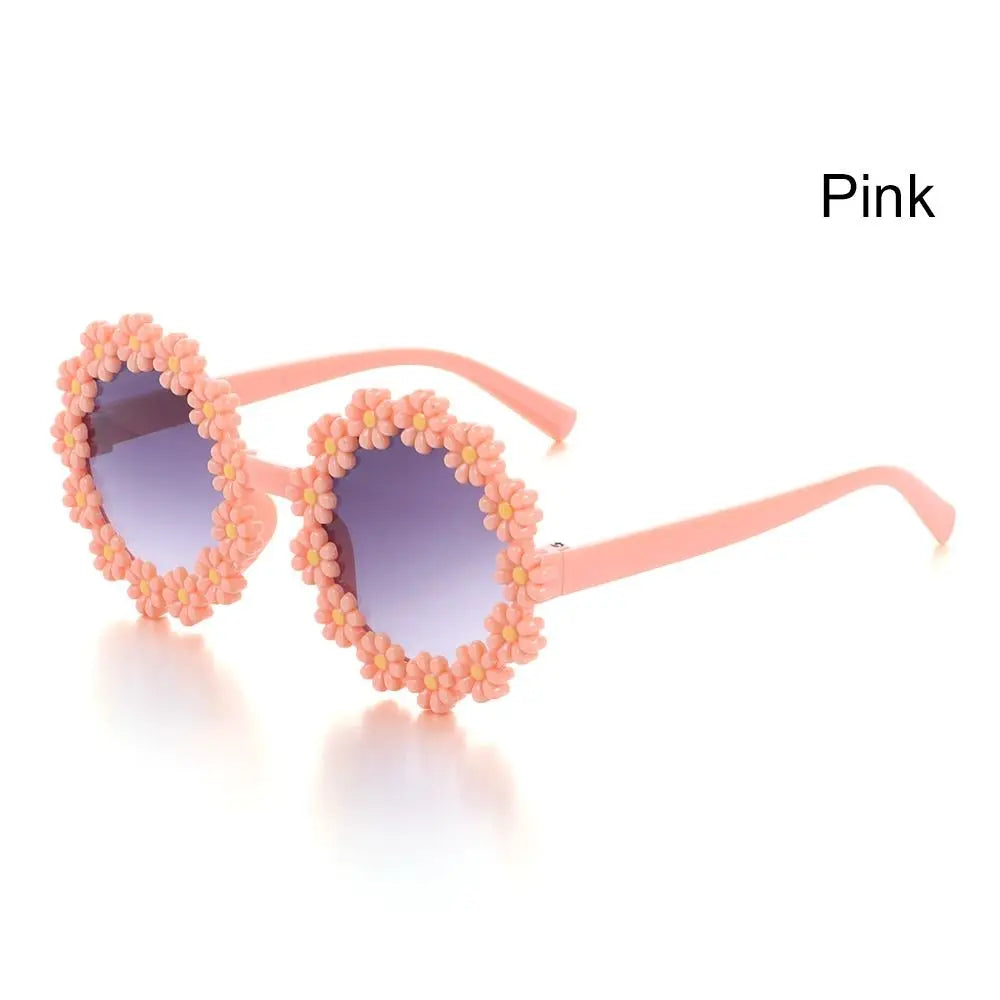 Round Flower Kids Sunglasses UV400 for Boy Girls Lovely Baby Daisy Sun Protection Cute Sport Shades Children Outdoor Eyewear ﻿