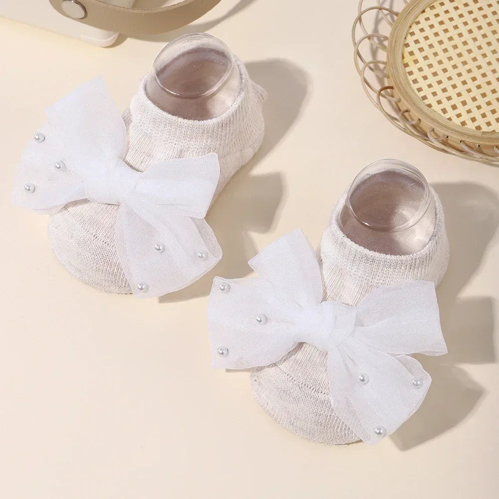 Pretty Newborn Baby Girls Socks Cute Flowers Toddler Princess Anti-skid Leather Soles Infant Soft Elastic Floral Sock Gifts