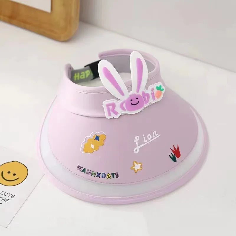 Children Sunshade Hat 2-8 Years Old Boys Empty Top Big Brimmed Cool Hat Summer Girls Cartoon Ice Silk Adjustable Sunscreen Hat