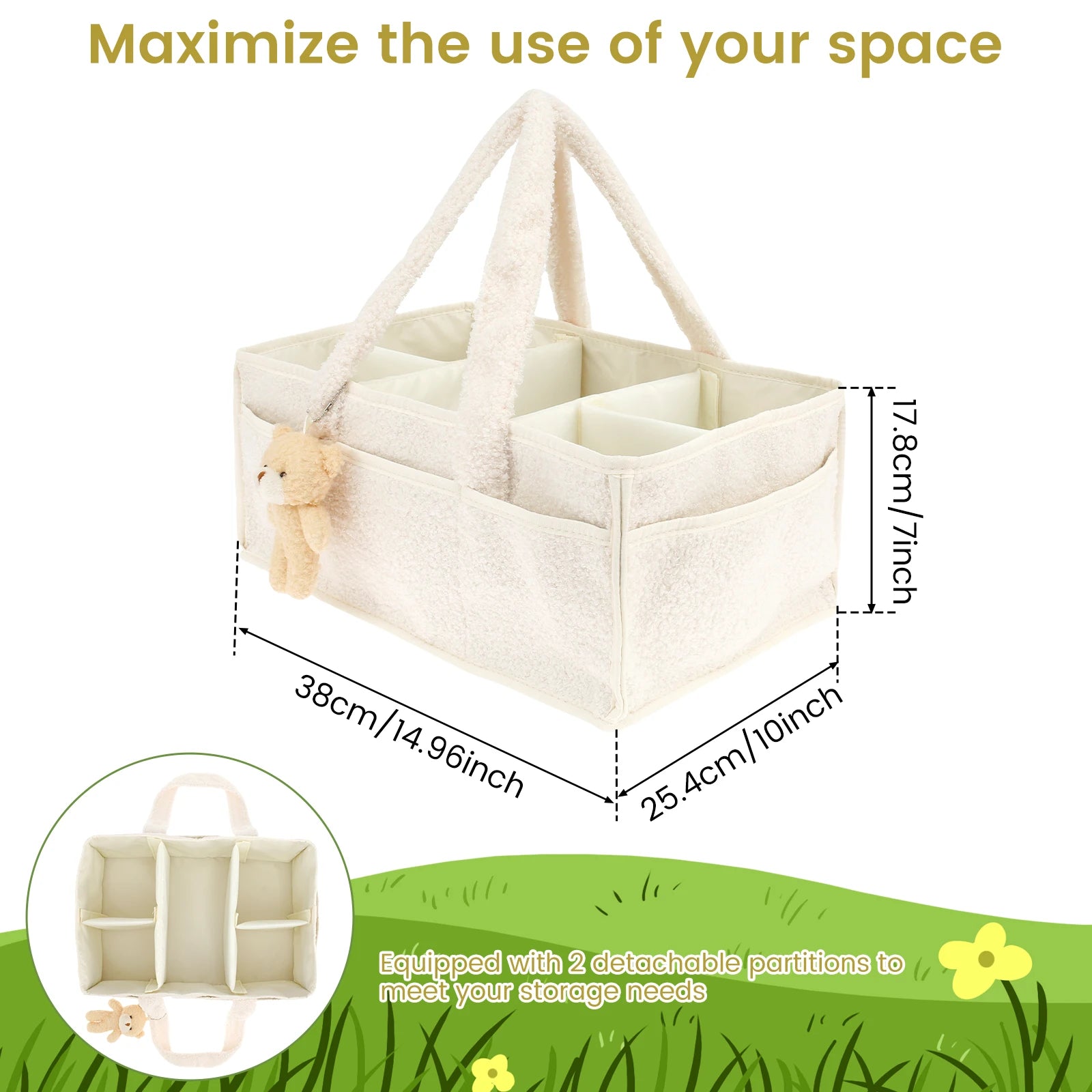 Diaper Bag for Baby Newborn Portable Diaper Caddy Organizer with Handle Large Pocket Diaper Bags Organizer for Baby Care