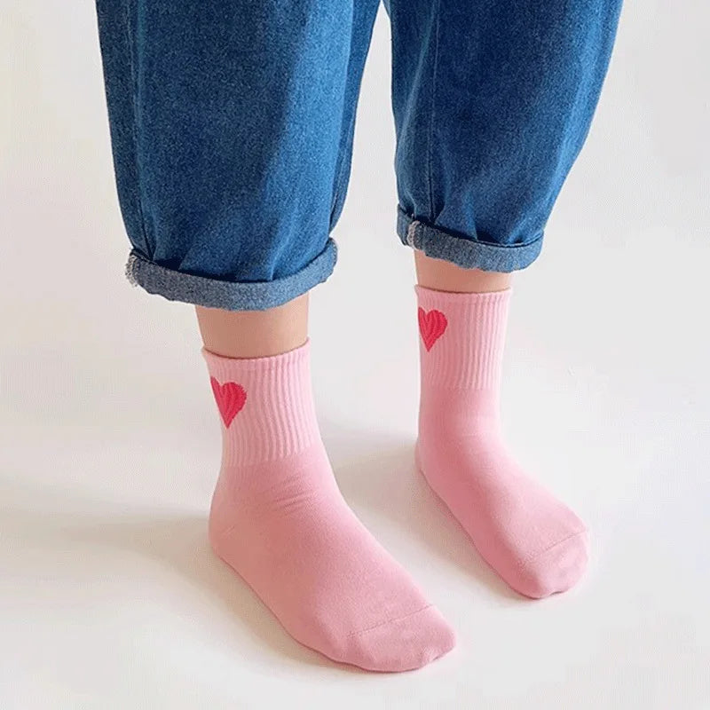 5 Pairs Baby Socks Toddler Soft Comfortable Breathable Heart Pattern Kids Footwear Elasticity Wrinkle - Resistant Athletic Socks
