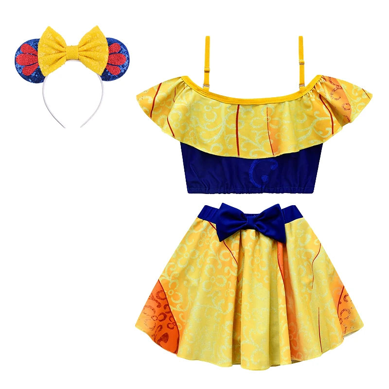 Swimsuit 2022 New Girls Snow Queen Elsa Anna Princess Swimwear Children One-pieces Rapunzel Melinda Tiana Baby Swimming Bikinis