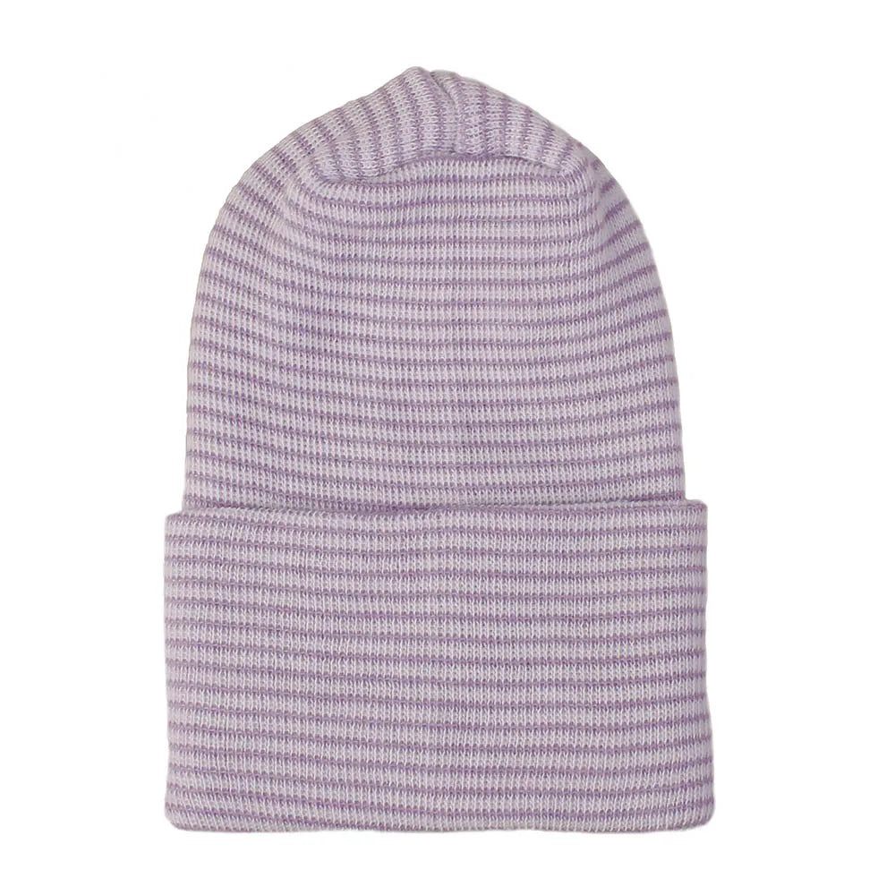 Double Layer Newborn Hospital Hat Baby Hats Nursery Beanie Cap with Bow Cute Striped Infant Hat Soft Turban Hats for Baby Girls
