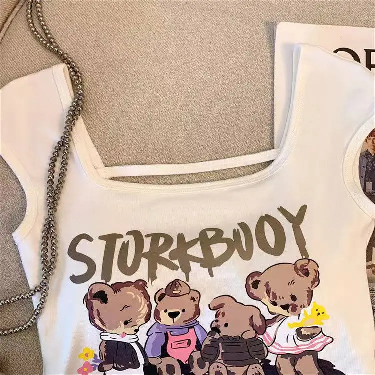 summer 100% cotton amine baby girls short t-shirts cartoon kids tshirt 4 6 8 10 child tops tee clothes roupas infantis menina