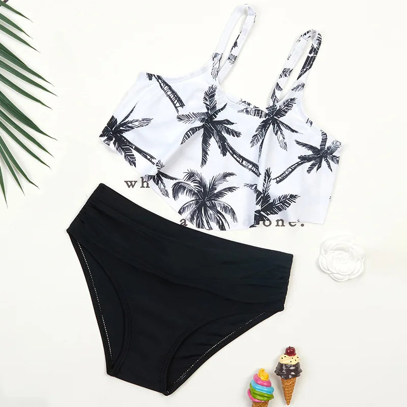 2026 Summer Children Swimsuit 2-8Years Girls Swimsuit Infant Baby Cute Cartoon Sleeveless Bikini Briefs One-piece Swimsuit