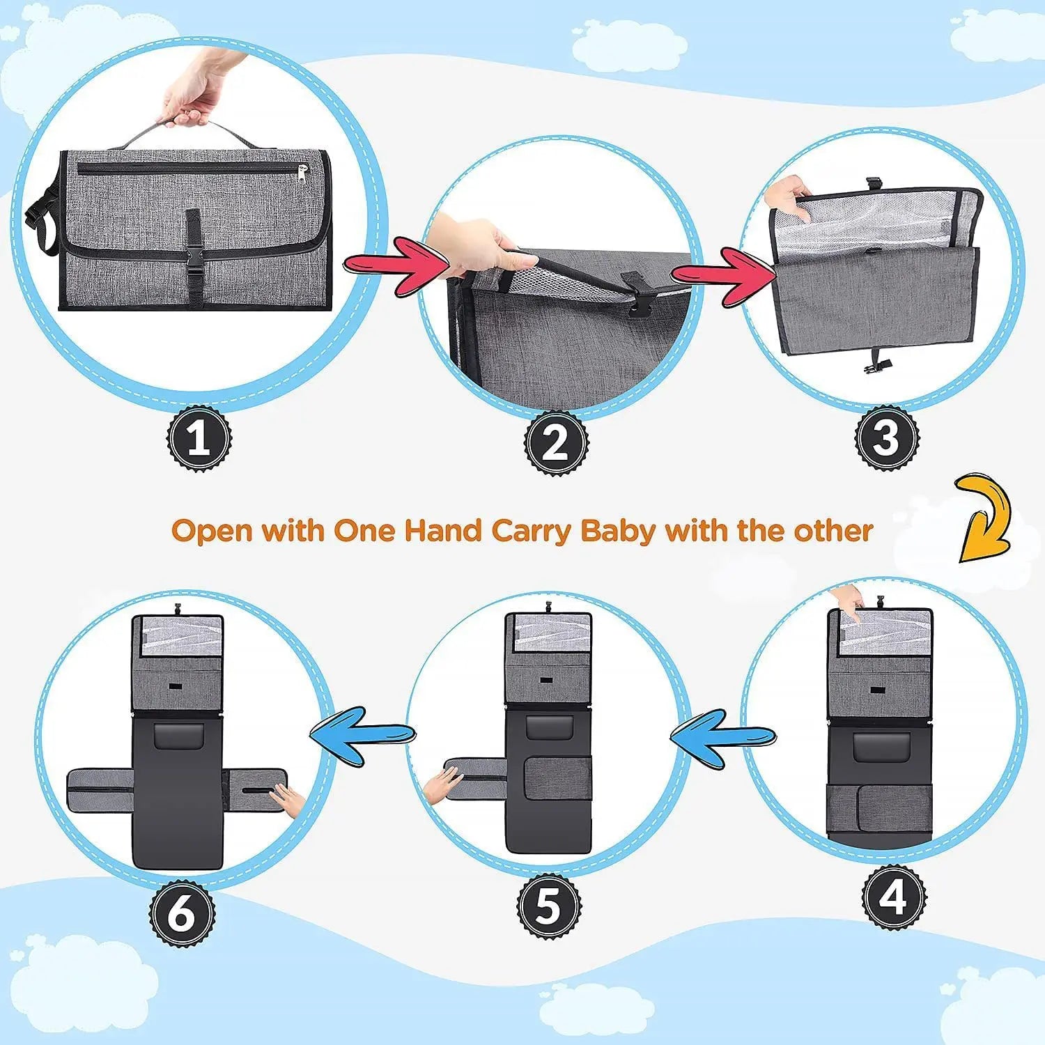Foldable Baby Diaper Changing Pad Waterproof Newborn Diaper Pad Portable Toddler Changing Table Durable Oxford Baby Diaper Bag