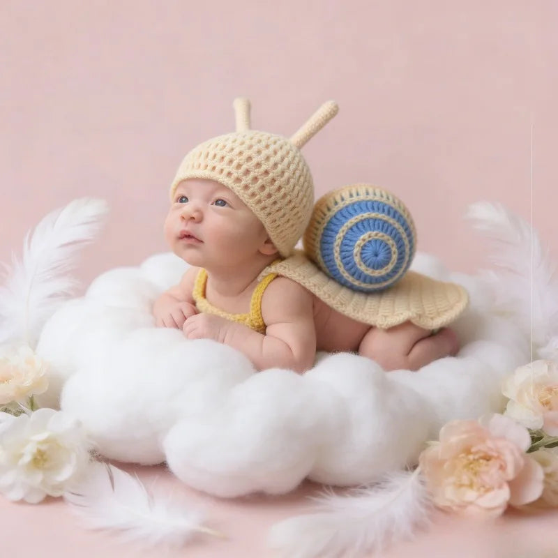 Newborn Photography Outfit Cute Baby Photo Prop Funny Knitted Snail Cocoon Swaddle Wrap