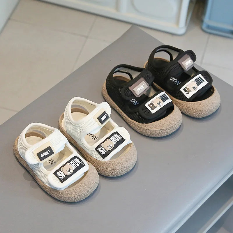 Baby Kids Walking Shoes Mesh Breathable Boys Girls Casual Shoes Non-slip Toes Capped 2025 Summer New Kids Sandals Soft Sole
