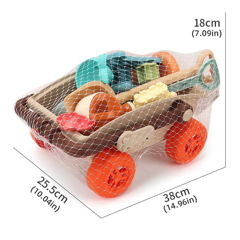 Children Beach Sand Play Tool Set Sand Bucket Sieve Funnel Sand Shovel Sand Wagon Watering Can Summer Outdoor Beach Toy for Kids
