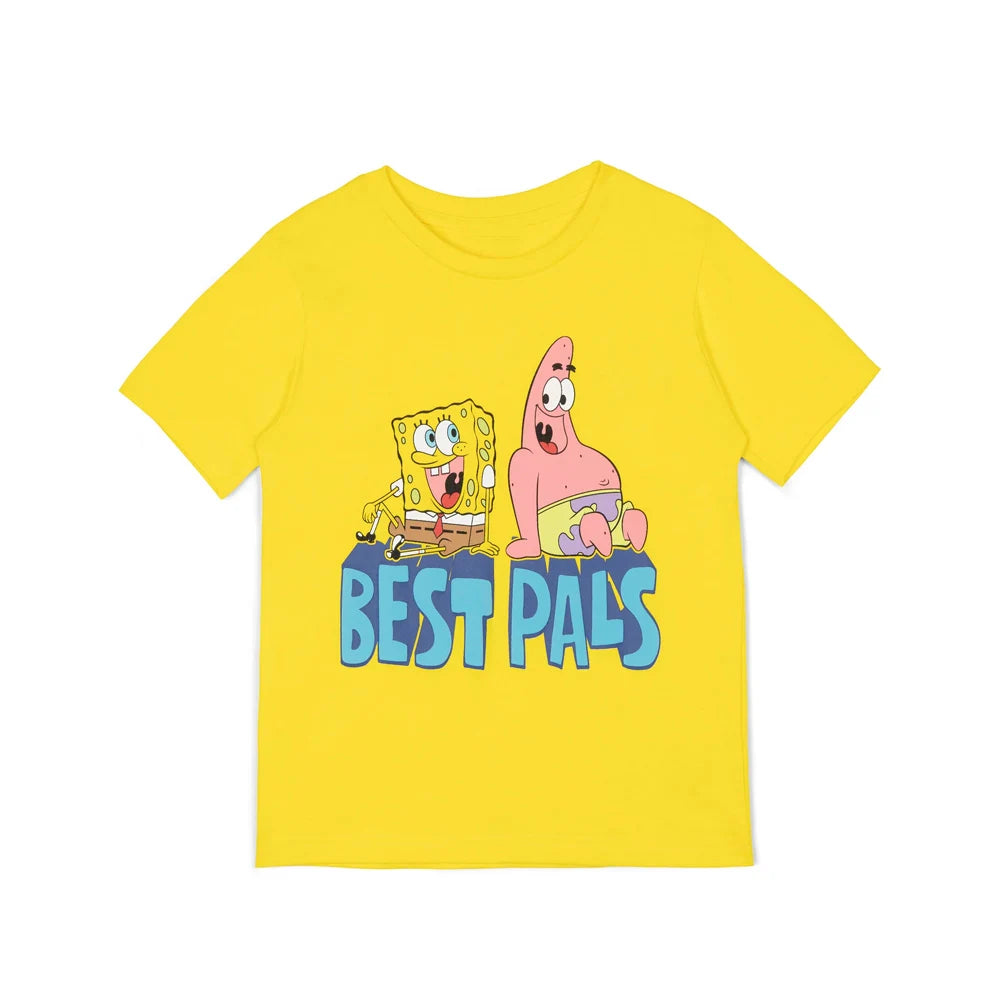 Kids 3-Pack SpongeBob T-Shirts Boys Girls Character Group Print + "LET'S PARTY!" + "BEST PALS" Tees Casual for Toddler Children
