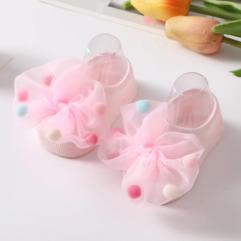 Newborn Baby Anti-slip Floor Socks Toddler Girls Cotton Ankle Socks with Bowknot Children's Socks for Kids 0-3Y Spring Autumn