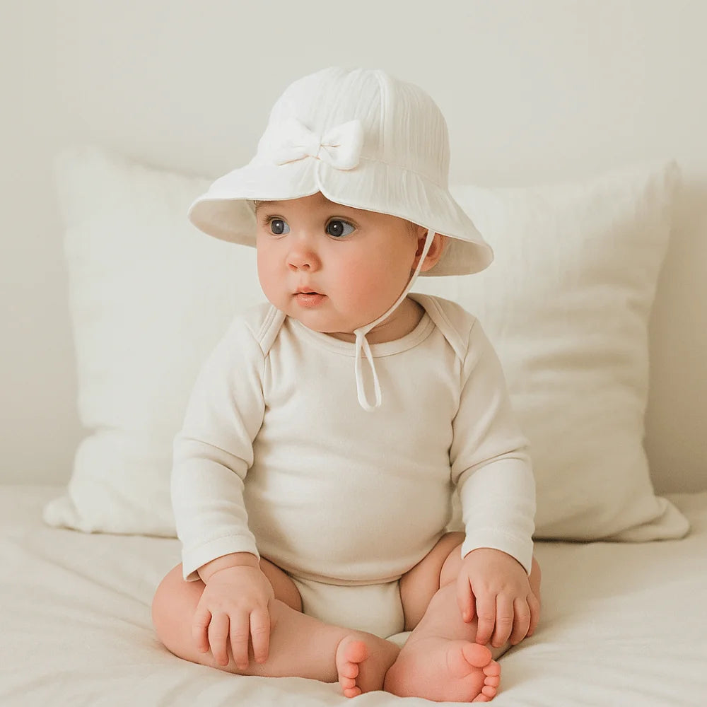 Adjustable Cotton Toddle Bucket Hat Bowknot Love Heart Baby Sunhat Wide Brim Sunscreen Infant Fisherman Hat Girls