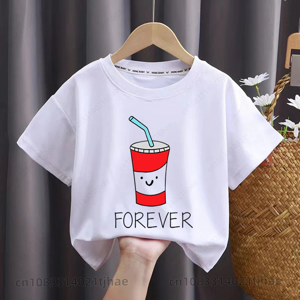 Funny Best Friend Twins Kids T-shirt for Baby Sandwich and Hamburger Food Tshirt Casual Shirt Tops Twins Brother Sister Tees