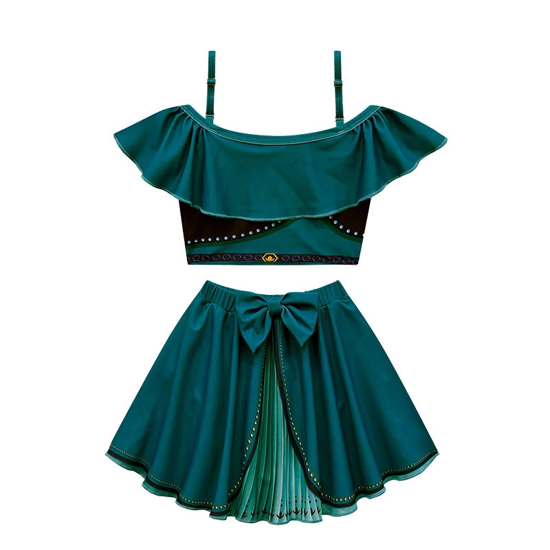 Swimsuit 2022 New Girls Snow Queen Elsa Anna Princess Swimwear Children One-pieces Rapunzel Melinda Tiana Baby Swimming Bikinis