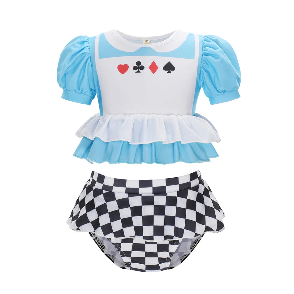 Baby girls swimsuit and kids beach swimsuit, Princess collection, 2 piece swimsuit