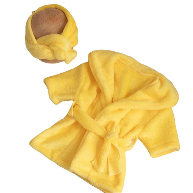 Newborn Photography Props Baby Hooded Robe With Belt Bathrobe Bath Towel Cucumber Set Outfit Baby Costume Photo Accessories