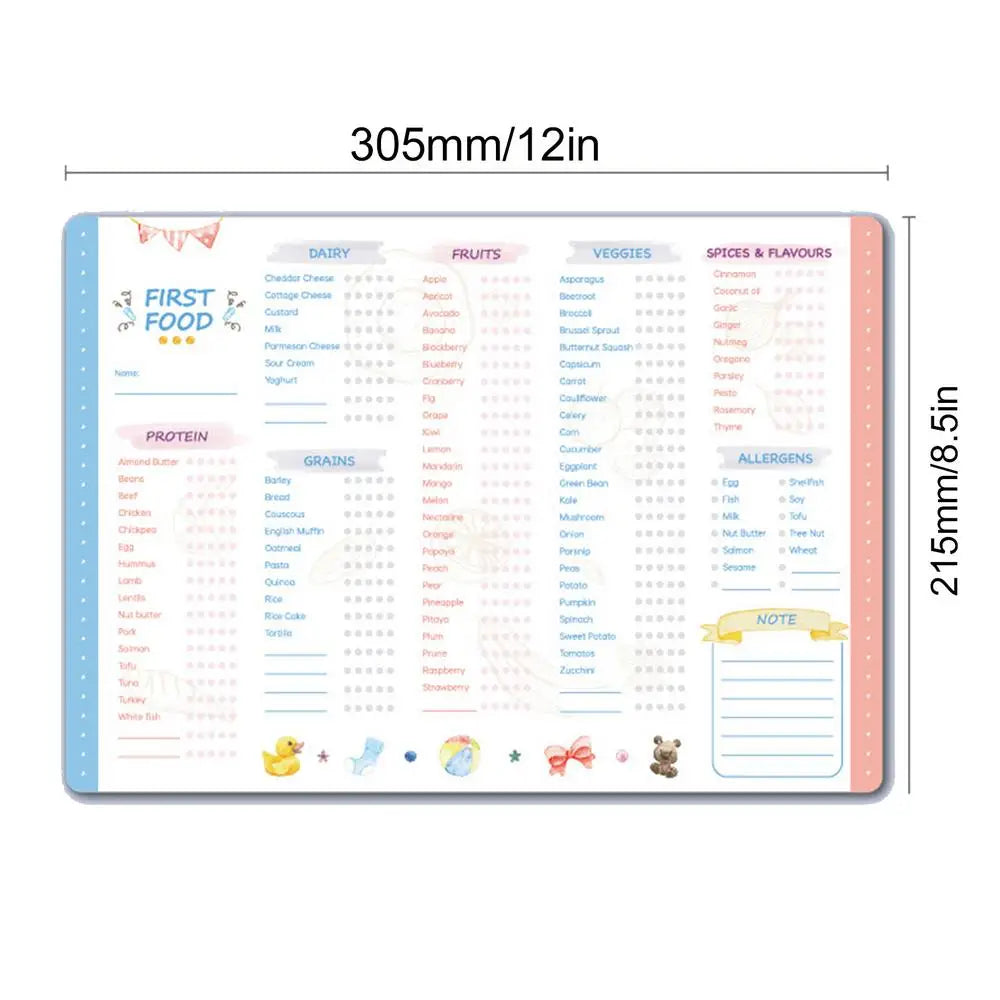 Magnetic Baby First Foods Checklist Erasable Infant Food Tracking Chart Repeatable Magnetic Baby Feeding Meal Planner
