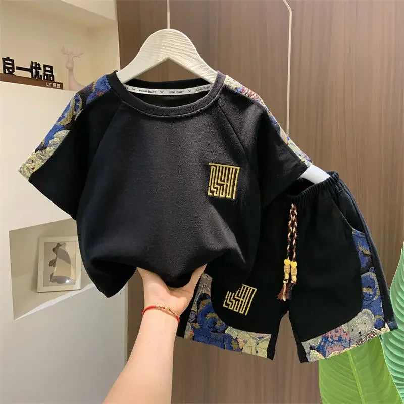 Summer Baby Boy Clothes Sets Cotton Cartoon Casual T-Shirt Shorts 2PCS Children's 2025 New Top & Bottom Sets Fashion Kids Suit