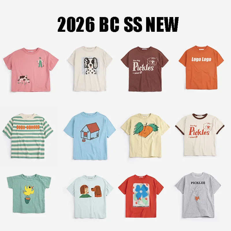 Toddler Baby Boys T-Shirt 2026 New Summer Kids Girls T-shirts BC Cute Fashion Print Cartoon  Tops Cotton Tees Clothes